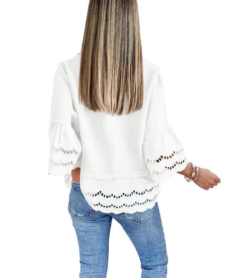 2025 Spring/Summer Women's Flare Sleeve Lace Shirt