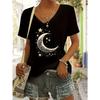 Fashion Women's V-Neck Short Sleeve 3D Casual Color Printing Casual Short Sleeve V-Neck T-Shirt