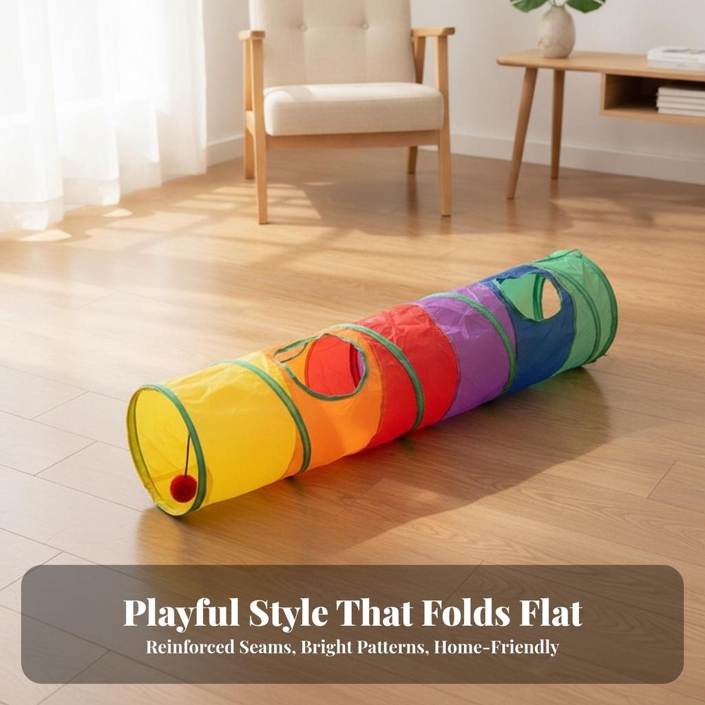 Interactive Cat Tunnel Toy Collapsible Foldable Portable Space-Saving