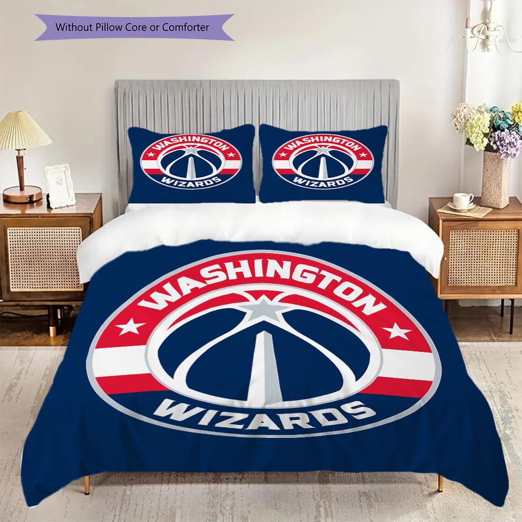 Washington Wizards Pattern Bedding Quilt Set Quilt Cover Pillowcase Home Decoration Birthday Gift (1 * duvet cover + 2 * pillowcase, without core)
