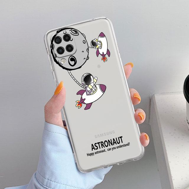 

Прозрачный чехол с милым мультяшным астронавтом и планетой для Samsung Galaxy A52 A12 A51 A32 A21s A71 A32 A22 50 A70 A31 A72 5G, чехол для телефона Samsung A71 5G