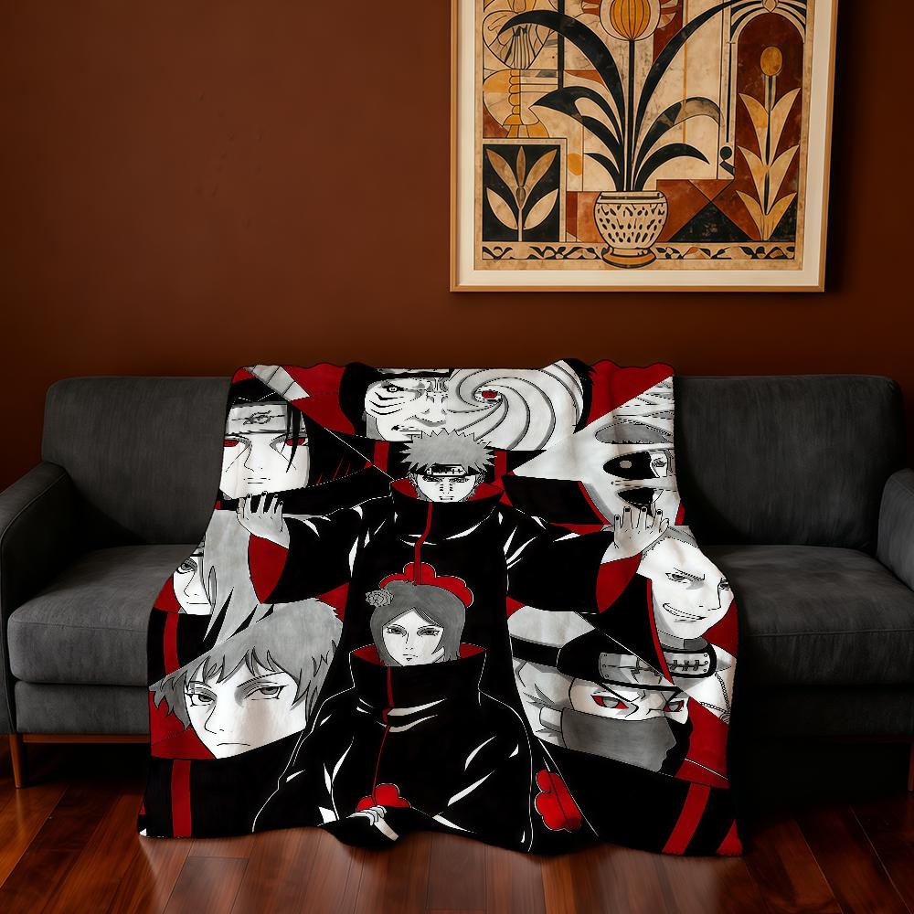 Anime N-NARUTO-ES A-Akatsuki Blanket Super Warm Comfortable Plush Throw Blanket Child Home Sofa Bedroom Gift