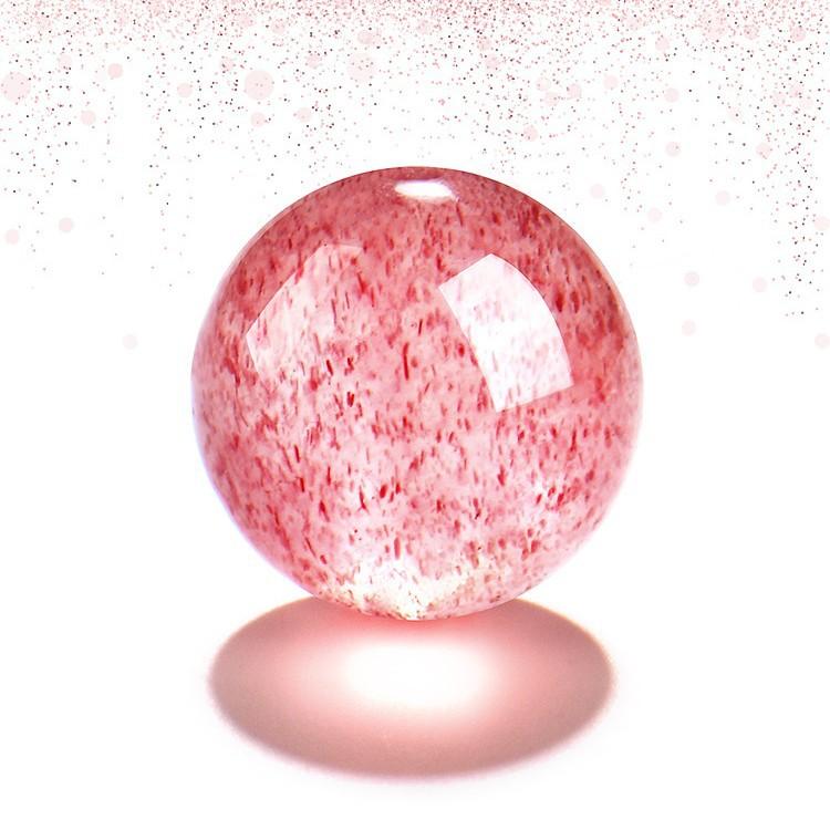 Putuo Mountain Natural Strawberry Crystal Bracelet for Women with Lotus Beads for Good Love Luck and Marriage, Pink Crystal Bracelet