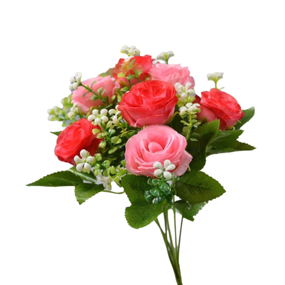 30CM Hedvábná kytice růží 7 hlav Umělá růže Realistické umělé květiny Svatba Domácí dekorace