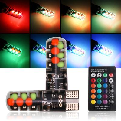 2Pcs T10 RGB COB LED Car Gradient Remote Control Flashing Light Clearance Lamp