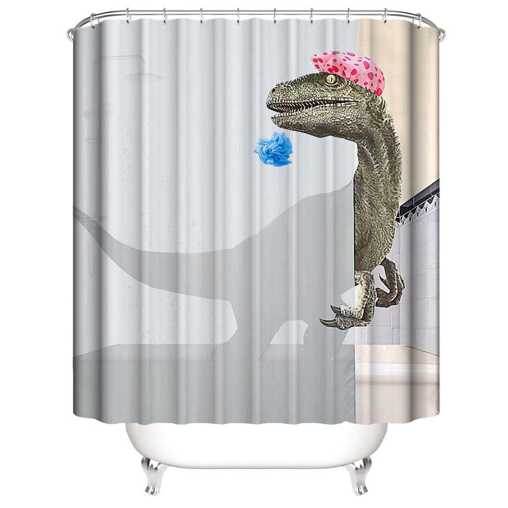 Colorful Bohemian Dinosaur Stone 3d Digital Printing Waterproof Polyester Shower Curtain For Vibrant Bathroom Decor