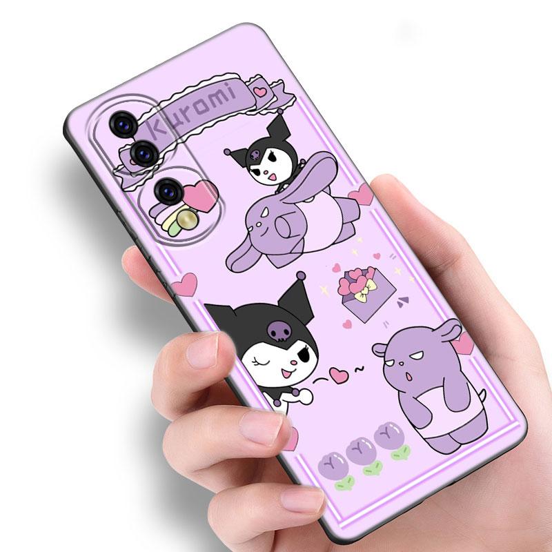 Kuromi Melody Černý Silikonový Kryt na Telefon Pro Honor 70 90 Lite X40 GT X50 i X5 Plus X6A X6S X7A X8A X8B X6 X7 X8 X9 4G X9A X9B 5G