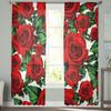 Valentine'S Day Flower Red Rose Flower Tulle Curtains for Living Room Kitchen Sheer Voile Curtain Bedroom Window Panels