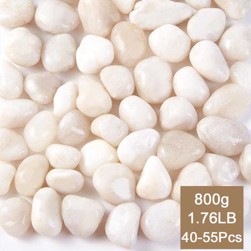 300/800g 2-3cm Natural Pebbles White High Polished Courtyard Landscape Decoration  Horticultural Pot Fish Tank Decorative Stones
