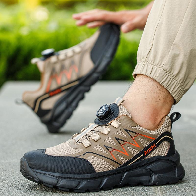 Rotating Button Safety Shoes Men Steel Toe Sneakers Breathable Work Shoes Protective Lightweight Non-slip Black Work Sneakers