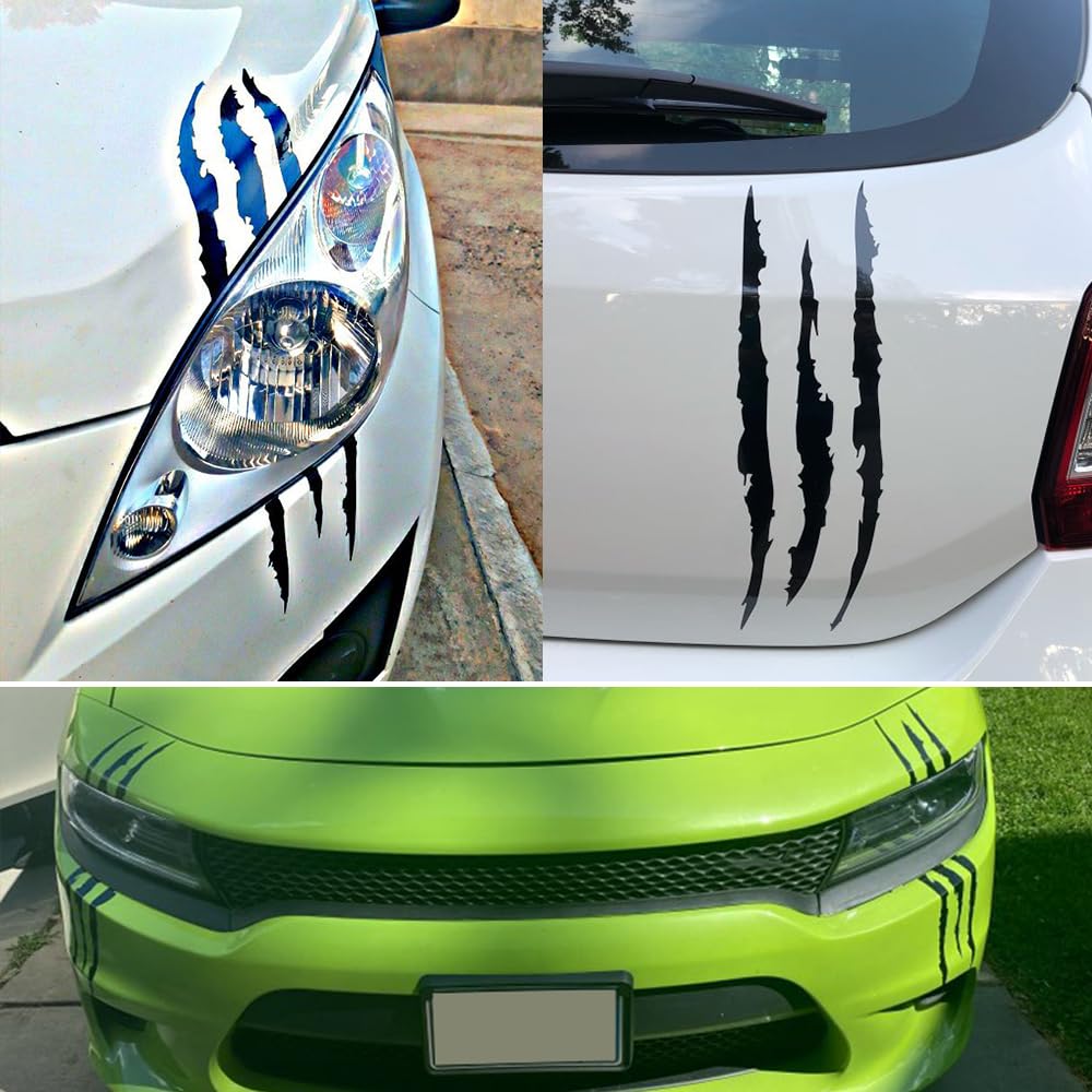 2pcs Claw Car Stickers, Black Car Headlight Decals, Claw Scratch