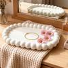 Decorative Jewelry Tray 3D Printed Small Trinket Dish with Beaded Trim Cute Ring Holder Plate for Rings Earrings Necklaces Bracelet Watch Keys