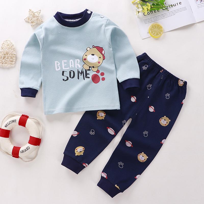 100% Cotton Kids Underwear Set Long Sleeve Thermal Pajamas for Boys & Girls Baby Loungewear Fall/Spring Sleepwear (2-8Y)