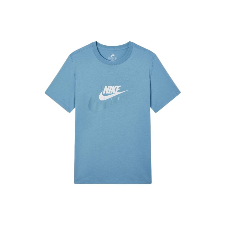 Nike Ss22 Multi Letter Logo Solid Color Casual Crew Neck Short Sleeve T-Shirt Men Tops Cobalt-Blue DR0998-424