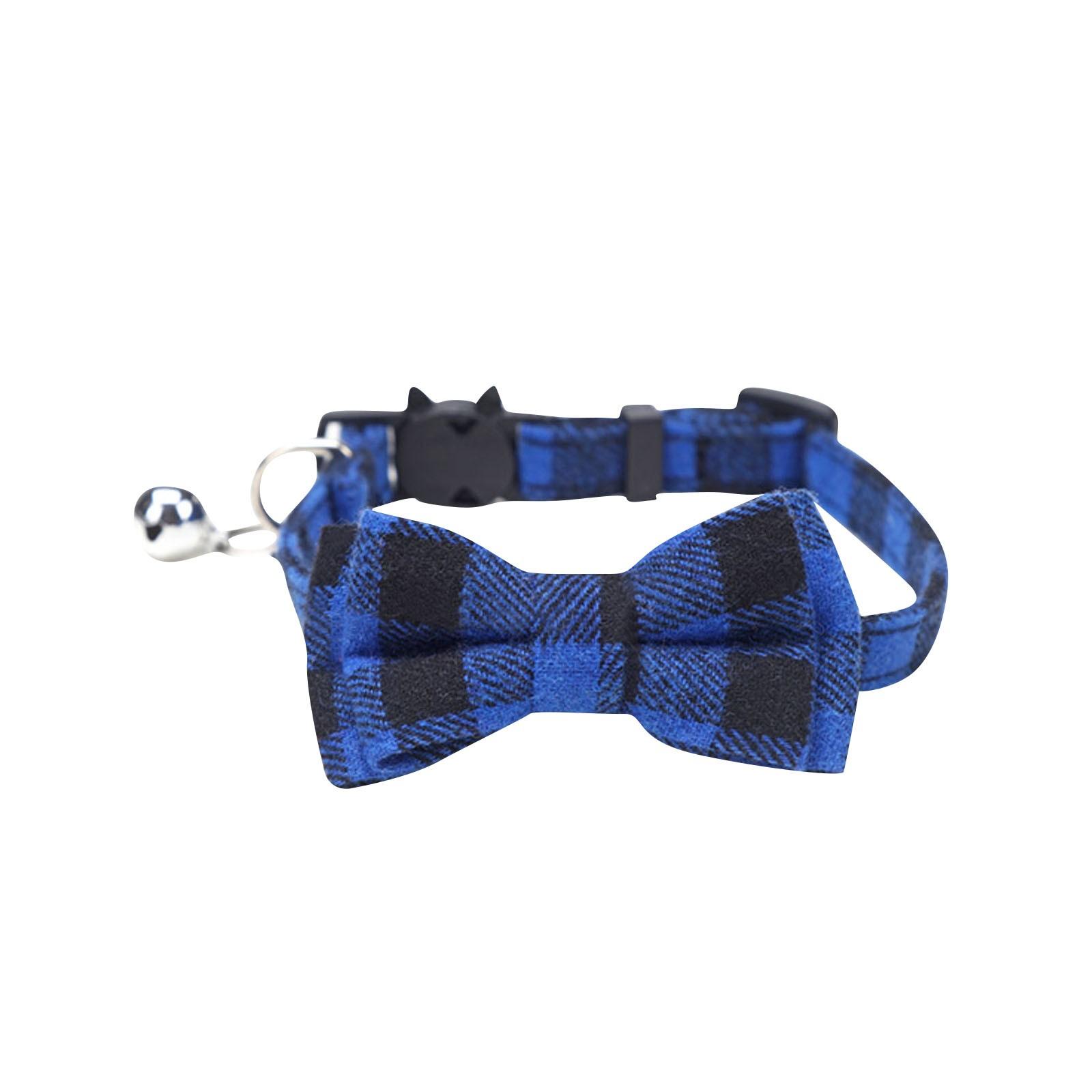 

Ошейник-бантик в британскую клетку, ошейник-колокольчик для питомцев, нашивка на пряжку для кошек, ошейник для собак One Size синий
