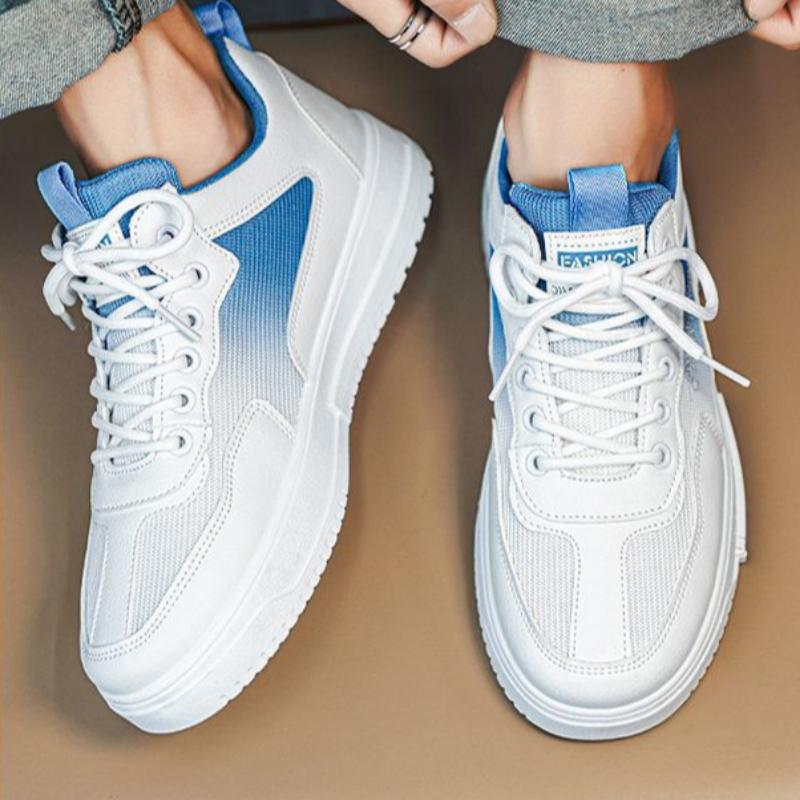 Versatile White Shoes for Men Summer Casual Breathable Mesh Panel Shoes Fashionable Sports Height-increasing Men's Shoes