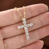 Shiny Cubic Zirconia Cross Pendant Necklace Silver Plated Christian Religiou JewelryDainty SparklyChai Necklace Gift for Women Girls Faith Accessory