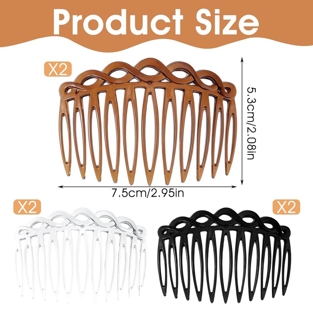 6PCS French Hair Combs for Women - Resin Decorative Comb Clips, Small Hair Styling Tools for Curly Straight Hair, Bridal Wedding Accessories