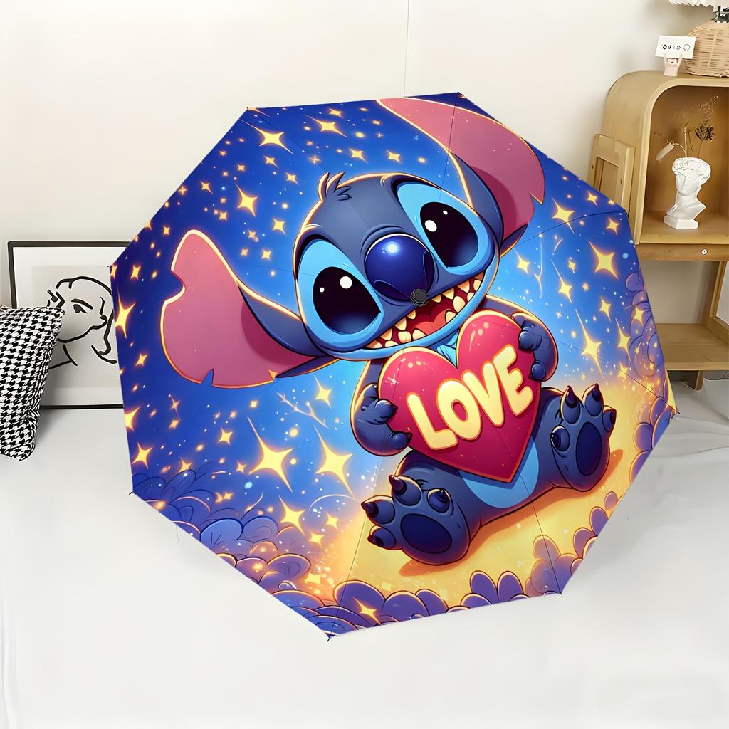 1pc Disney Licensed Cute Stitch Automatic Umbrella | All-Weather, Portable Folding Umbrella, Ideal For Christmas And Birthday