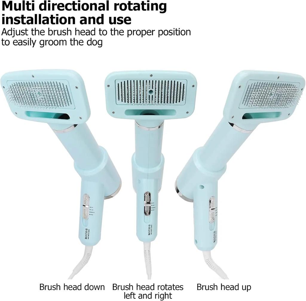 2 In 1 Pet Hair Dryer Brush 3 Gear Adjustable Temperature Dog Hair Dryer with Slicker Brush Pet Grooming Dryer for Cats Dogs