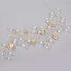 Bridal Sparkle Headband Head Chain Luxurious White Pearls Leaf Gown Headdress for Banquet Wedding Masquerade
