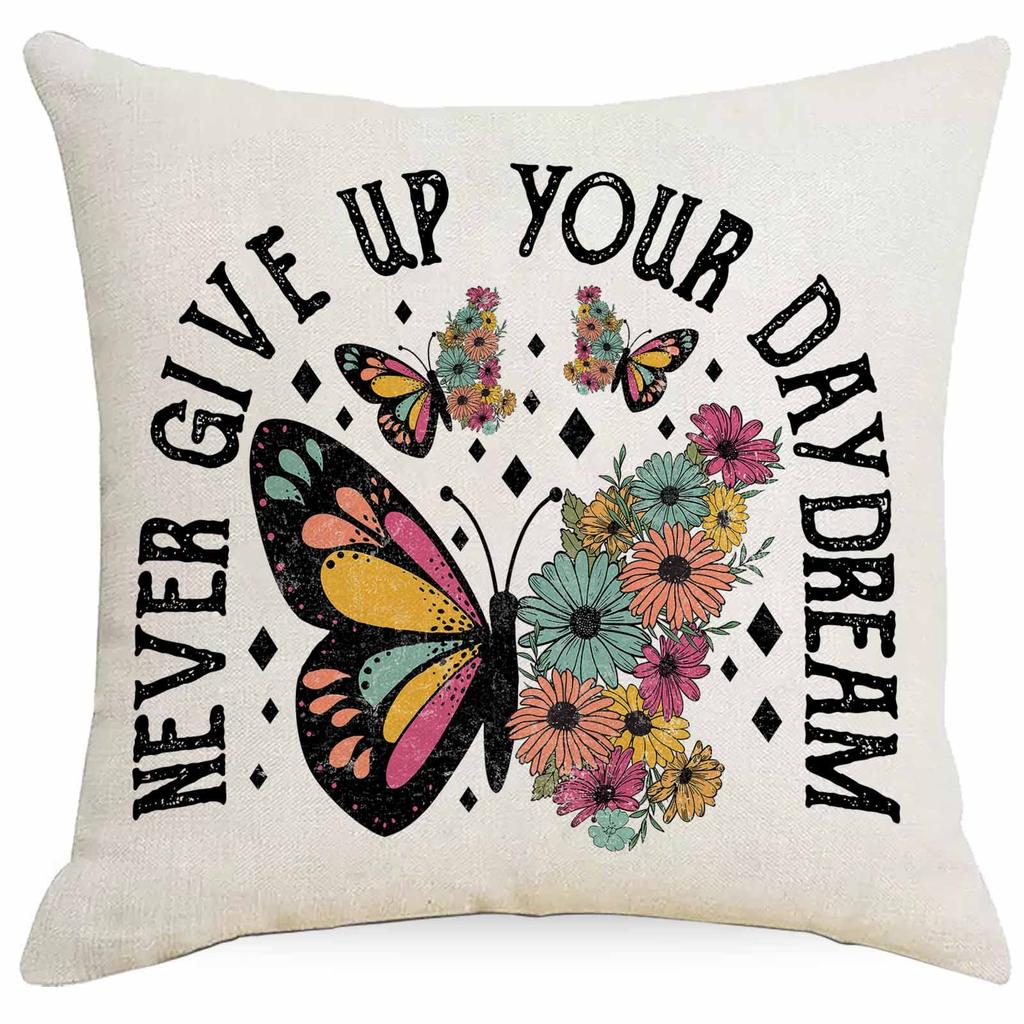 Western Summer Butterfly Bee Flower Pillowcase Home Sofa Cushion Pillowcase Decoration