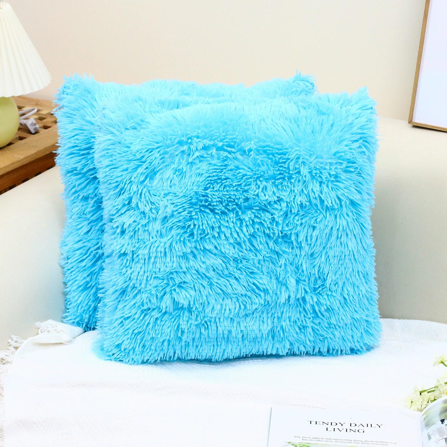 Housse de coussin décorative en polaire imitation fourrure douce de luxe pour le printemps, Housse de taie d'oreiller, Sans coussin intérieur, 45x45 cm, Lot de 2 45x45cm
