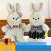 Retro Bunny Couple Plush Toy - Cute White Rabbit Doll Gift for Men and Women