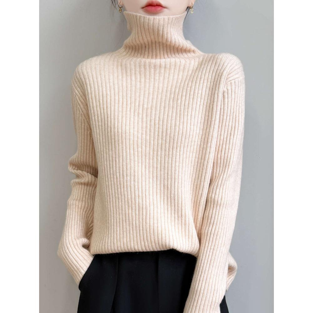 Verdickter Rollkragen Strickpullover, Damenpullover mit hohem Kragen, Neues warmes Pullover-Top