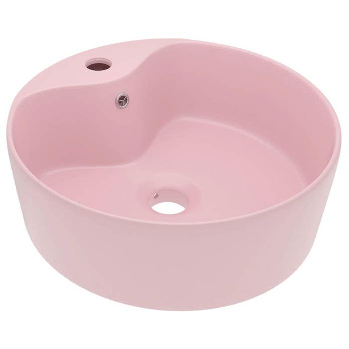VidaXL Luxury Washbasin with Overflow Countertop Basin Toilet Hand Wash Basin Bathroom Cosmetic Room Home Pink 147032