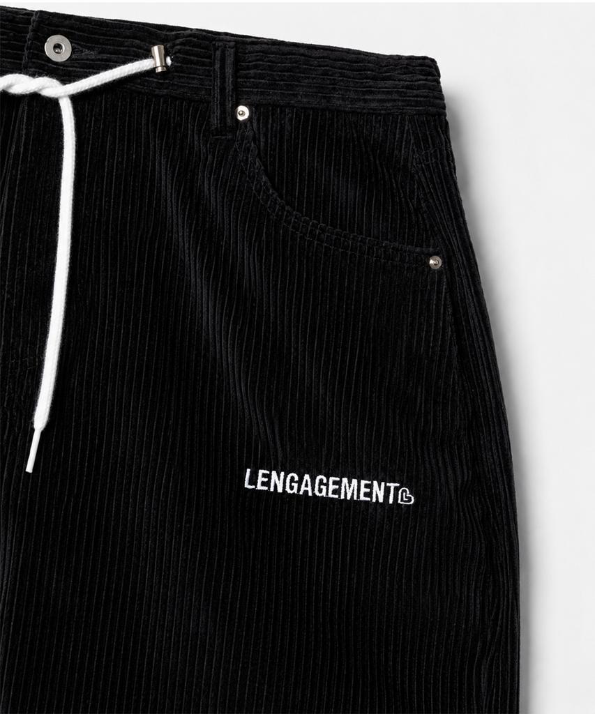 LENGAGEMENT Oversized Curved Corduroy Pants [Black]