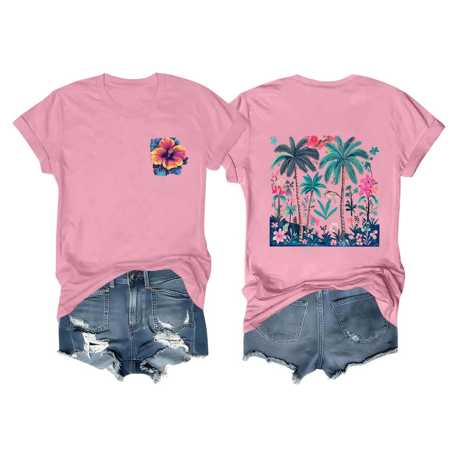 

Футболки с короткими рукавами для женщин, модные топы, легкие и мягкие повседневные летние наряды, одежда M розовый