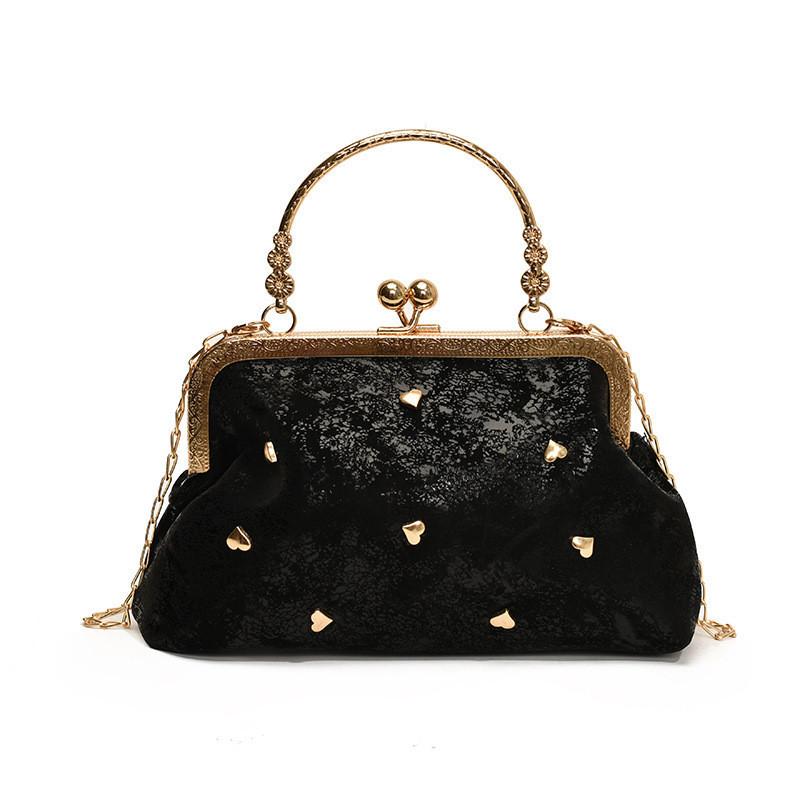 Модная женская летняя сумка-клатч из полиуретана 2024 года с шикарной отделкой заклепками чёрный