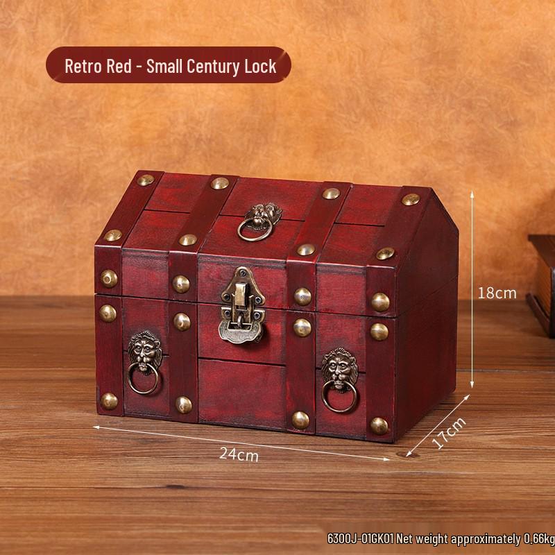 Vintage Wooden Jewelry Storage Box with Lock - Ideal for Earrings, Necklaces, Gifts, and Photography Props.