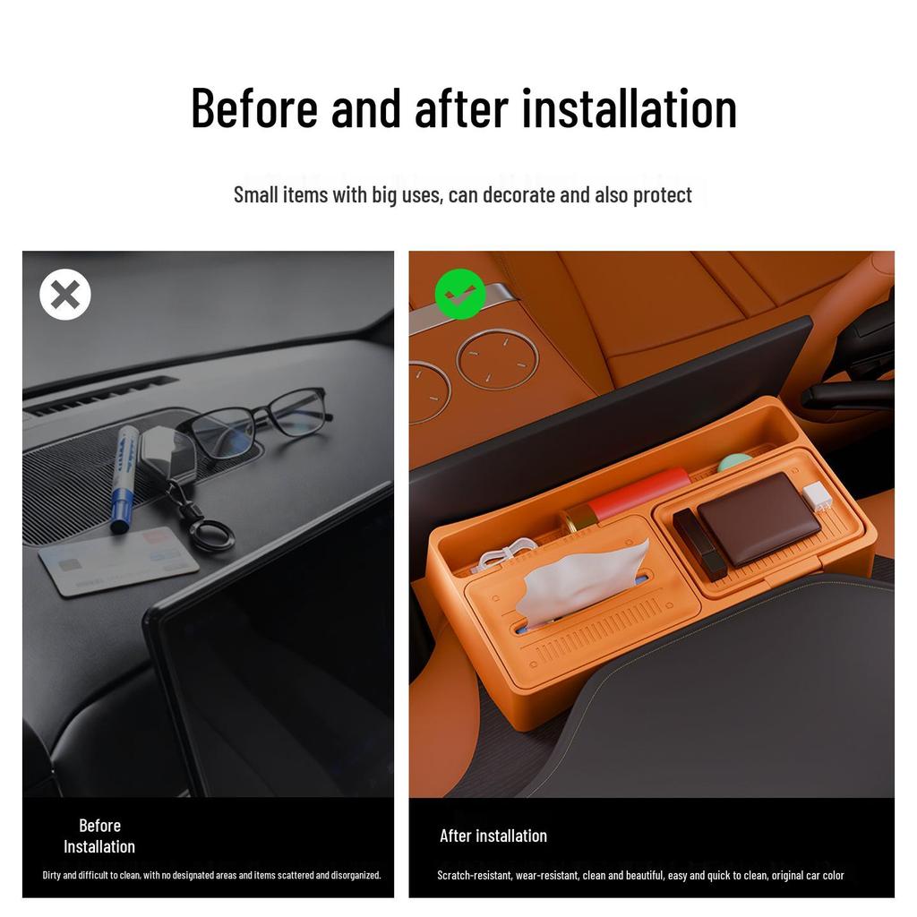 Xiaomi YU7 Car Screen Rear Organizer & Tissue Box - Fits 25 Models, Non-Slip, Anti-Fall Dashboard Storage