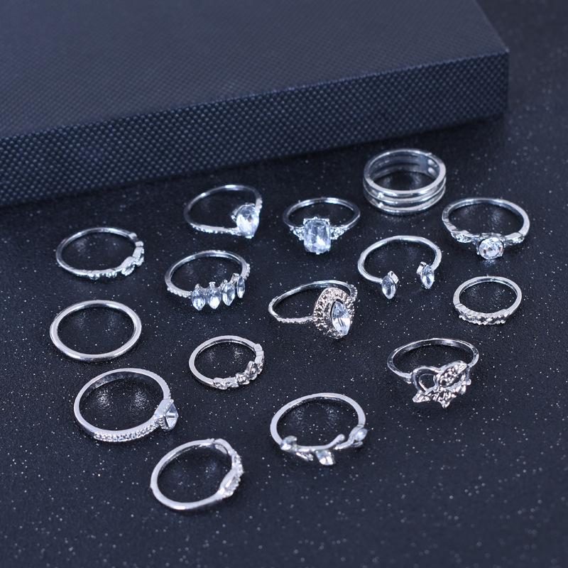 Bohemian European & American Women's 15-Piece Ring Set