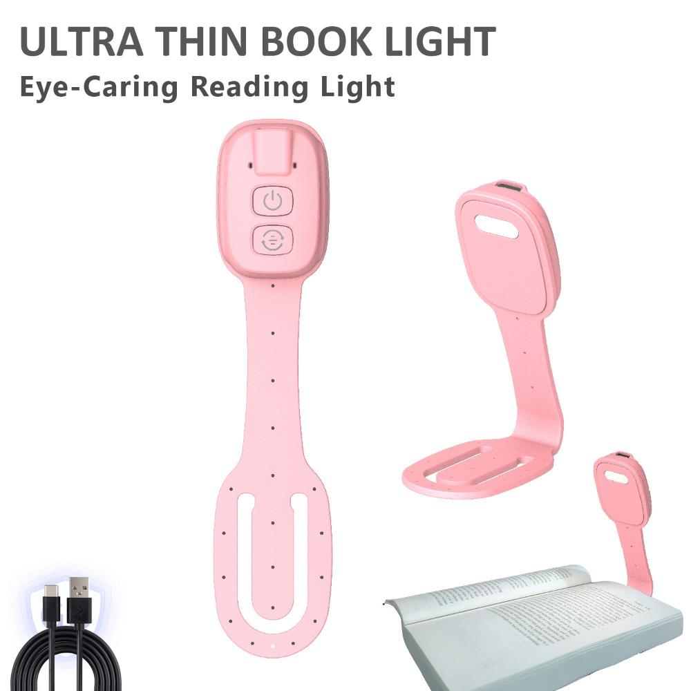

2-in-1 Clip-On Book Light Rechargeable with Dimmable Brightness LED Reading Light Eye-Caring Ultra-thin Bookmark Lamp Home рожевий