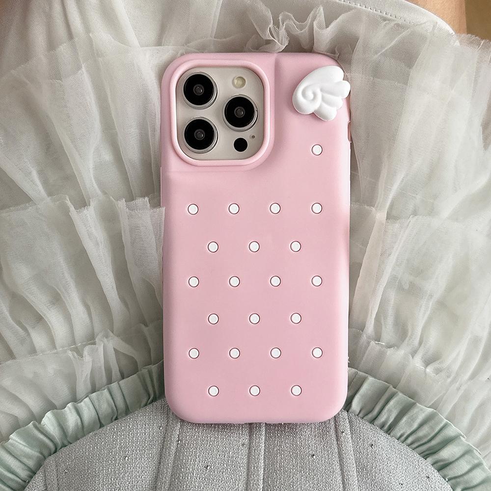 

3D Cute Polka Dot Angel Wings Silicone Phone Case for IPhone 16 15 14 13 Pro Max 14 15 Plus Shockproof Cover for IPhone 16 Pro iPhone 15 Pro
