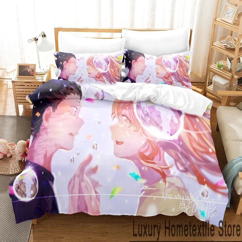 Anime A Silent Voice The Shape of Voice Bedding Set Duvet Cover Bed Set Quilt Cover Pillowcase Comforter King Queen Size