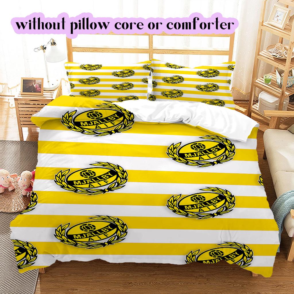 Mjällby AIF football Pattern Bedding,Quilt Set Quilt Cover Pillowcase Home Birthday Gift (1*duvet cover+2*pillowcase,without core)