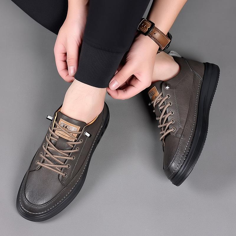 Cowhide Men's Shoes Men's Casual Leather Shoes Genuine Leather Men's One-pedal Spring Shoes Men's Trend Soft Leather Board Shoes Tide