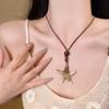 Collana Lunga Regolabile con Ciondolo Stella Marina e Conchiglia in Corda di Pelle Marrone per Donna Collana a Catena per la Spiaggia Estiva Gioielli Regali