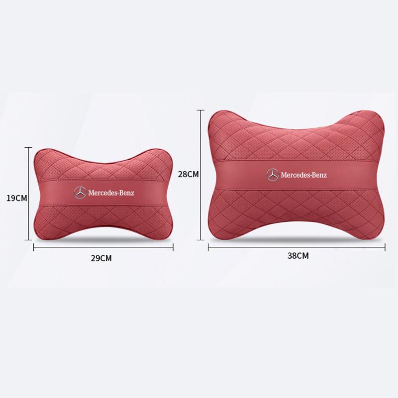 VRN2 Nappa Leather Car Headrest Neck Pillow Lumbar Support For Mercedes Benz AMG E S C A B Class GLE GLS CLA CLE GLC CLS GLA