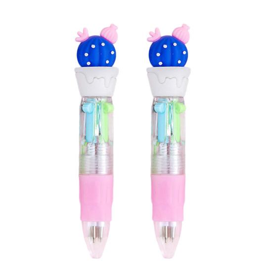 

2Pcs Retractable Ballpoint Pen 4-Color Cartoon Mini Oil-Based Pens for Students Smooth Writing Fun School Supplies Classroom Prize for Kids. L