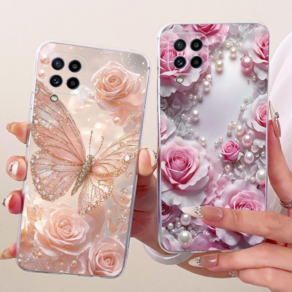 Clear For Samsung Galaxy M32 Case Luxury Fashion Butterfly Funny Cute Painted Cover For Samsung M32 SM-M325F SM-M325FV Casing