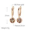 Fashion Dangle Earrings For Women With  Rose Gold Color Round Natural Zircon Discolored Crystal Flower Fine Jewelry