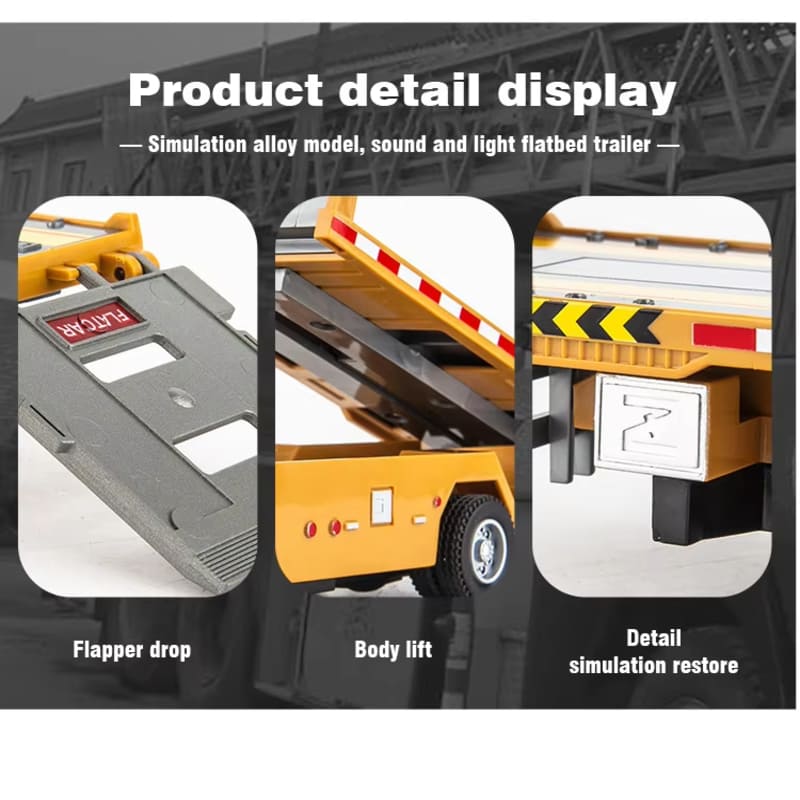 Simulation Alloy Truck Model 1/32 Die-cast Flatbed Trailer Truck with Sound and Light Detachable Engineering Vehicle Tractor Toy Boy Children Gift
