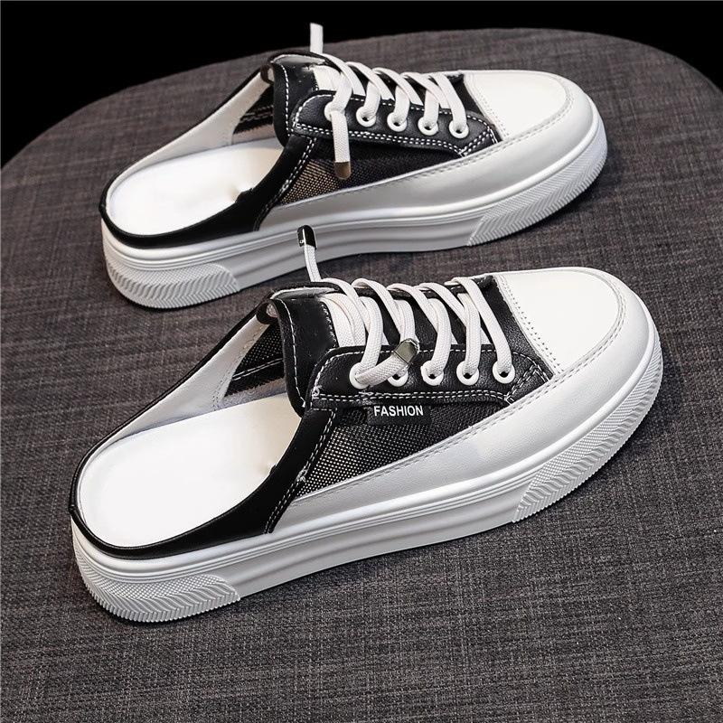 Half-towed little white shoes for women to wear outside the summer new thick-soled heightening lazy without heel bag head cool support casual shoes