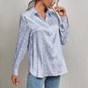 QICED Women's Spring Summer Lapel Open Button Leopard Print Jacquard Shirt Temperament Commuter Long Sleeve Shirt