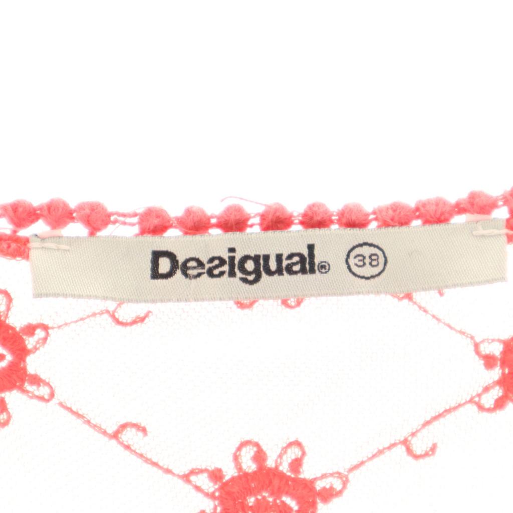 Desigual Lace Embroidery_ No Sleeve Long Dress 38 Pink Women Used